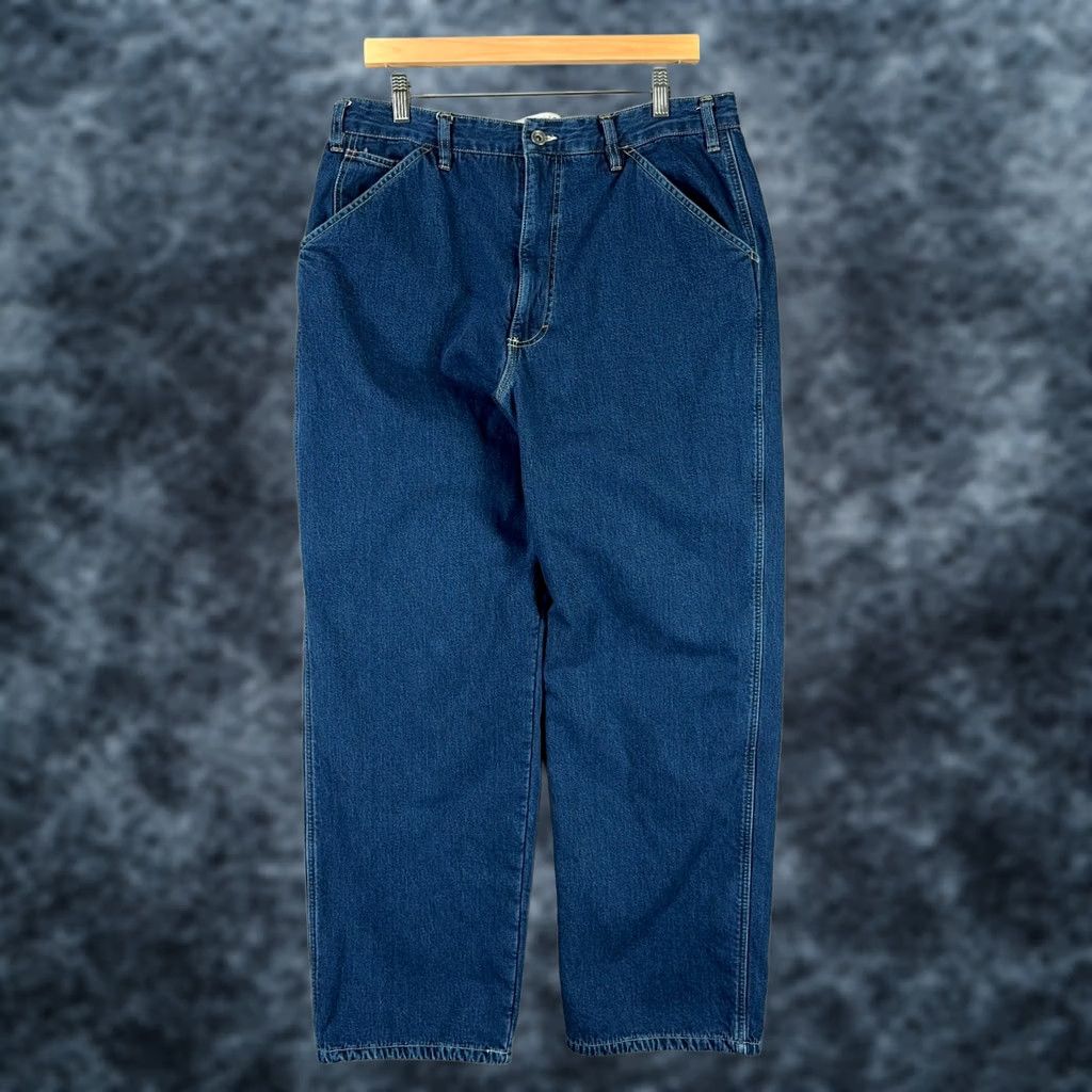 Gap VINTAGE Gap Fleece Lined Carpenter Jeans Mens 36x30 Work Relaxed Mechanic Pants Blue Denim Cotton Baggy Logo 90s Men jeans Size US 36 / EU 52 - 1 Thumbnail