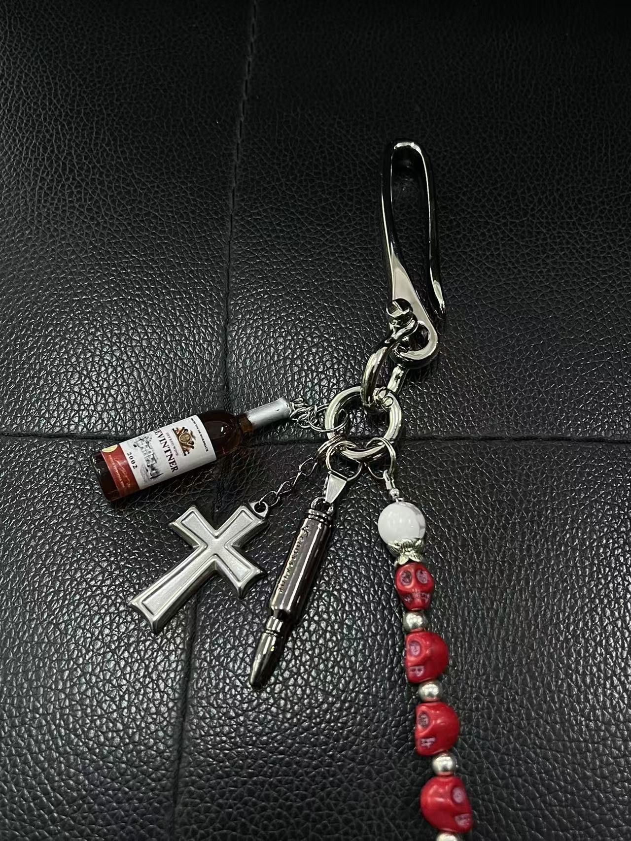 Japanese Brand × Vintage Ainworth Cross Chain – Red Skull Punk Waist Chain Size ONE SIZE - 6 Thumbnail