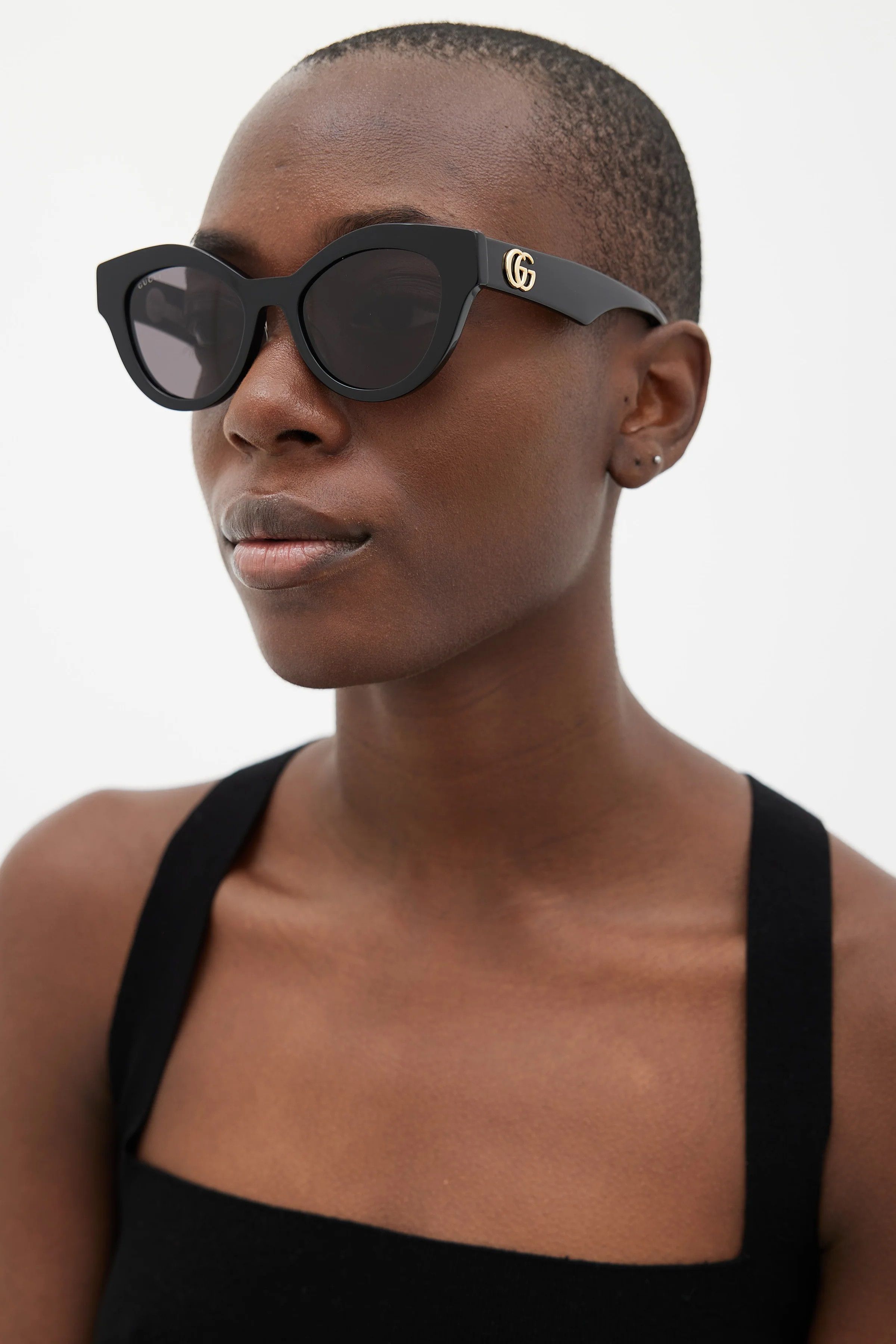 Gucci NEW Gucci GG0957S 002 Black Grey Unisex Oval Sunglasses Size ONE SIZE - 11 Thumbnail