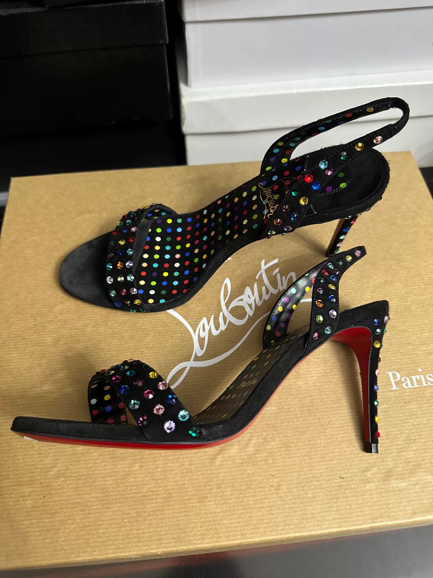 Christian Louboutin Christian Louboutin Rainbow Crystal Sandals Size US 7 / IT 37 - 1 Thumbnail