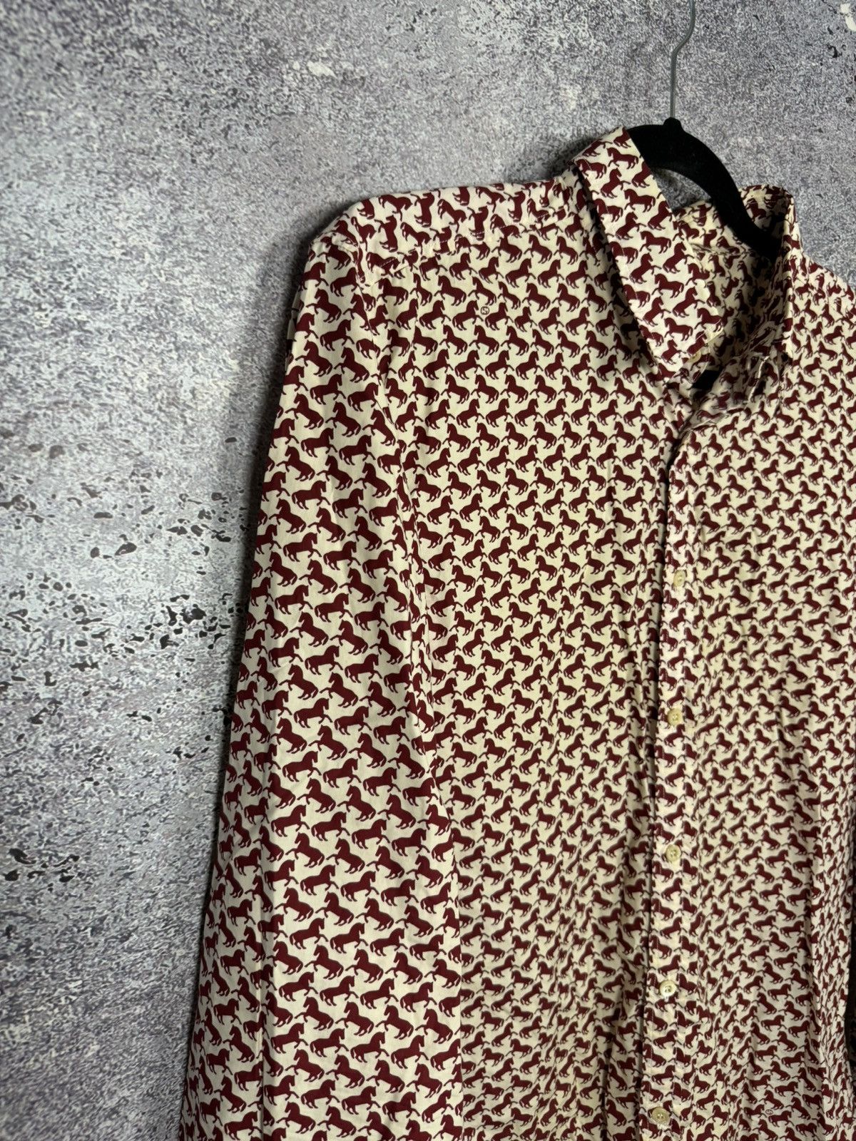 Gucci GUCCI Shirt Button Up Printed Monogram Horsebit Slim Fit Red Size US M / EU 48-50 / 2 - 3 Thumbnail