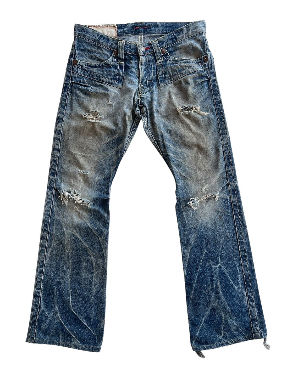 Japanese Brand SICK❗️ Japanese Blueway Rusty Distressed Flare Denim Size US 32 / EU 48 - 1 Thumbnail