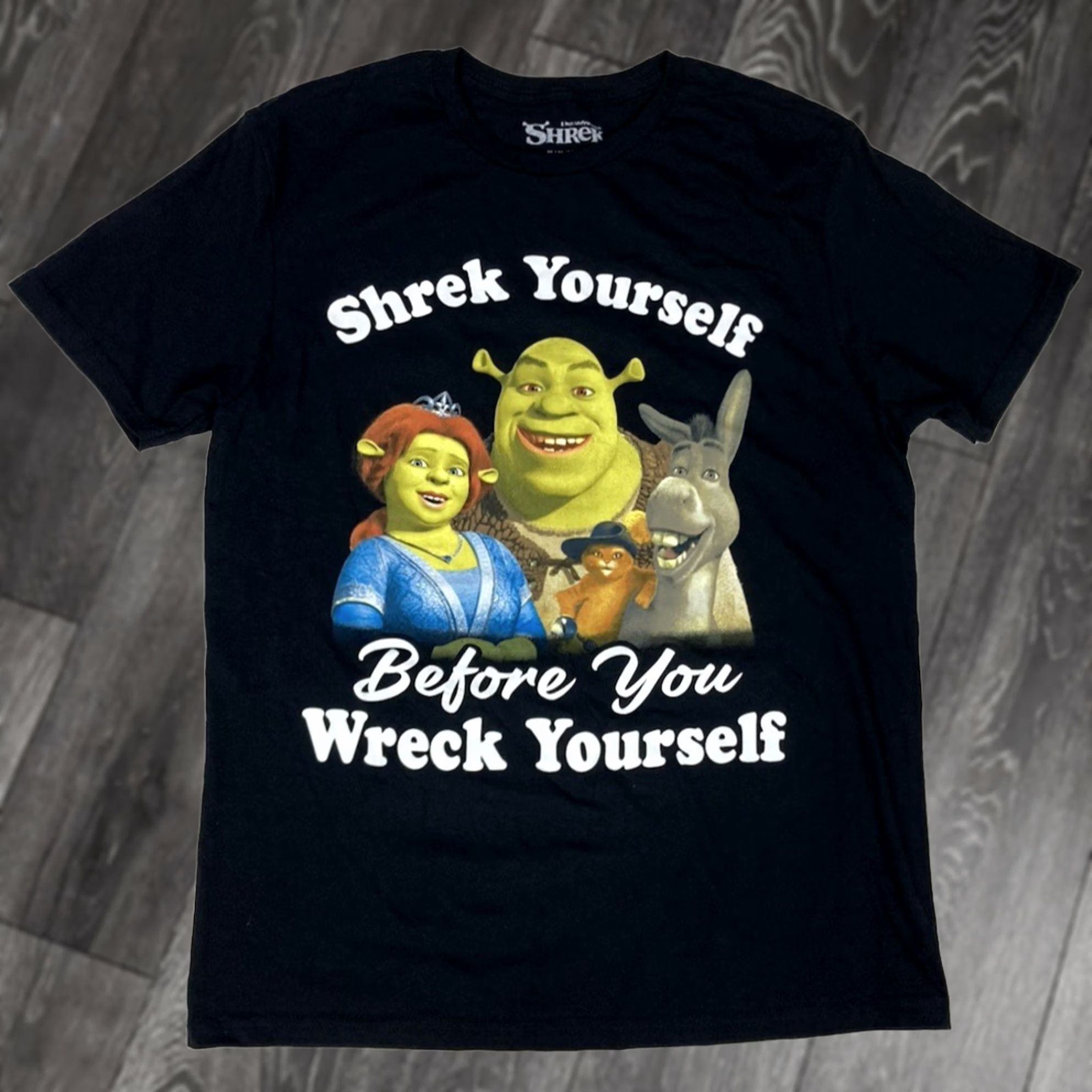 Vintage Shrek Yourself Before You Wreck Yourself Graphic T-shirt Men Medium Black Movie Shirt Size US M / EU 48-50 / 2 - 1 Thumbnail