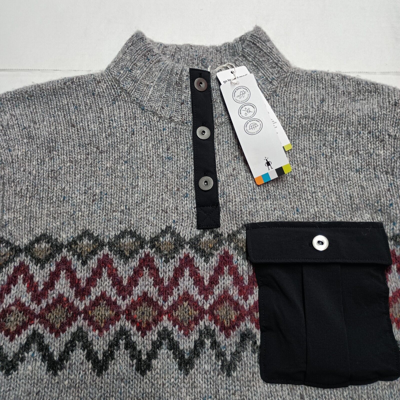 Smartwool SmartWool Men's XL Light Gray Heather Heavy Henley Sweater Size US XL / EU 56 / 4 - 3 Thumbnail