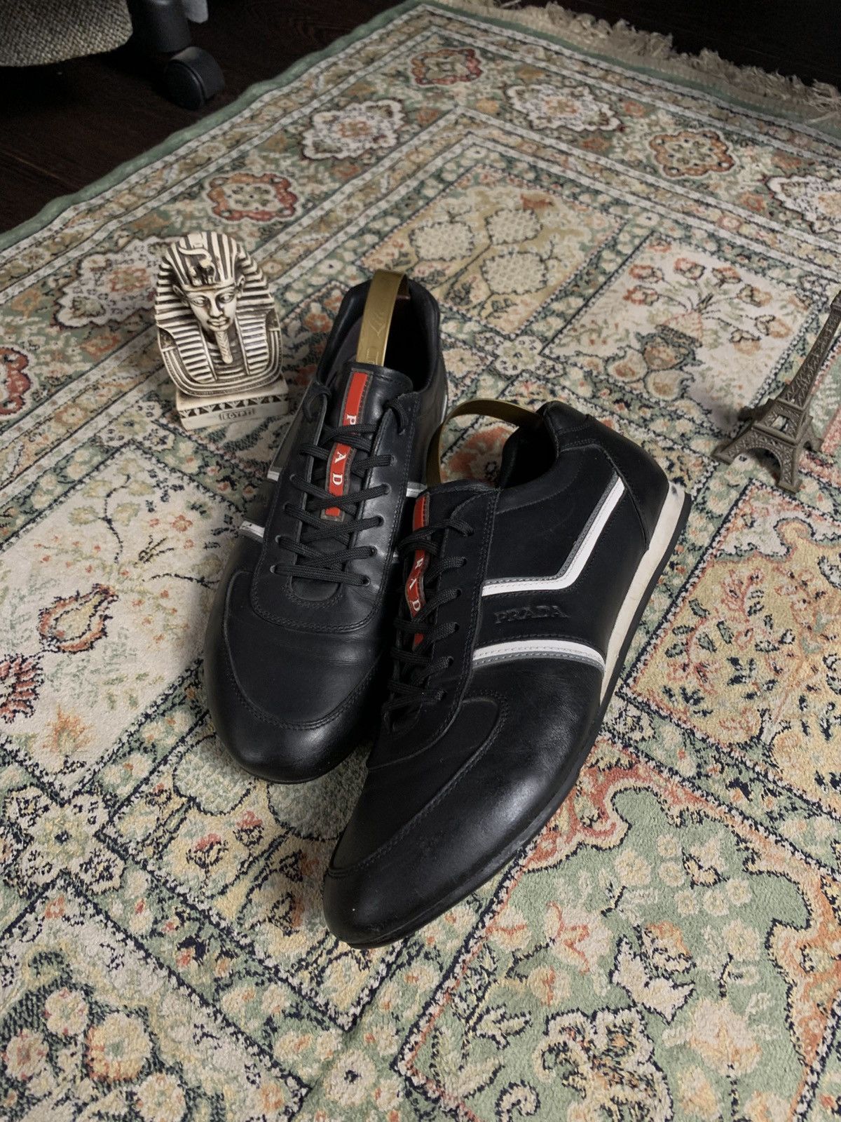 Prada Prada Snickers Auth Black Leather Luxury Size US 9.5 / EU 42-43 - 2 Thumbnail