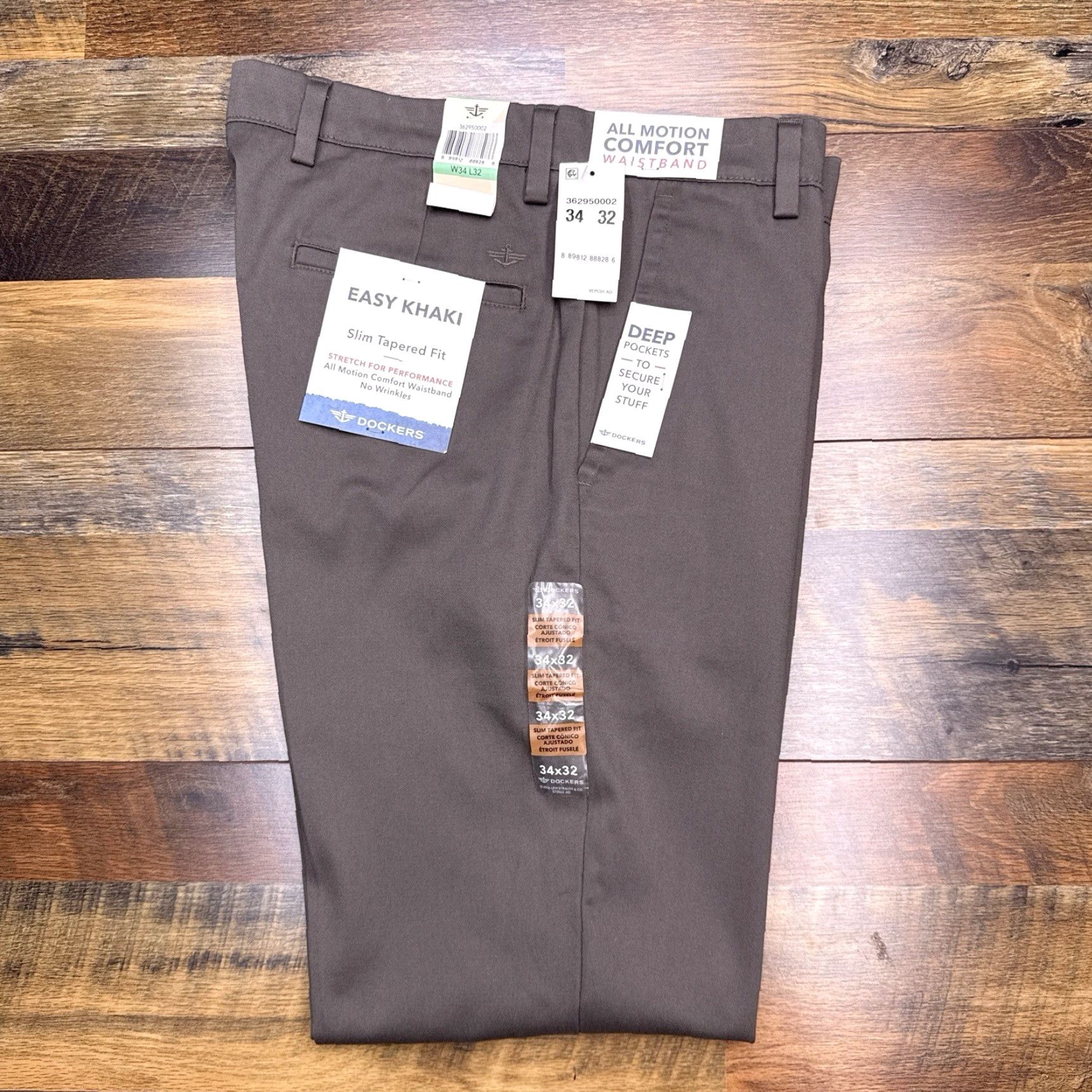 Dockers Dockers Slim Pants Mens 34x32 Khaki Stretch Twill Cotton Blend Flat Front Tapered Preppy Casual Workwear New Size US 34 / EU 50 - 2 Thumbnail