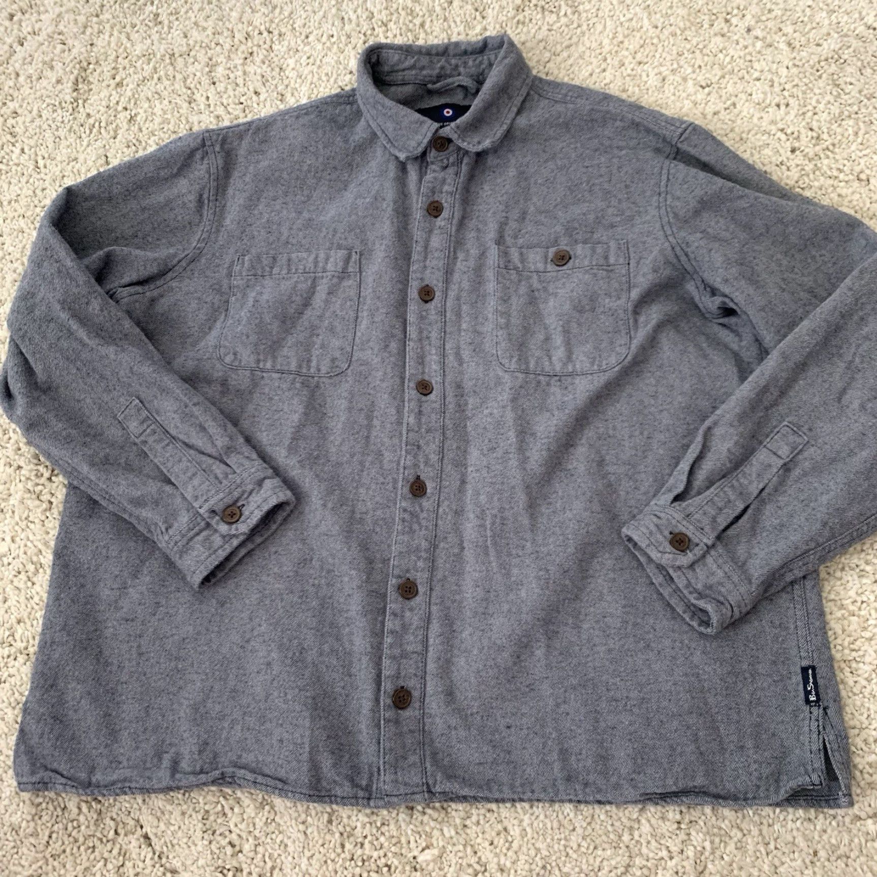 Ben Sherman Ben Sherman Shacket Men 2XL Shirt Jacket Gray Pockets Heavyweight Cotton Button Size US XXL / EU 58 / 5 - 6 Thumbnail