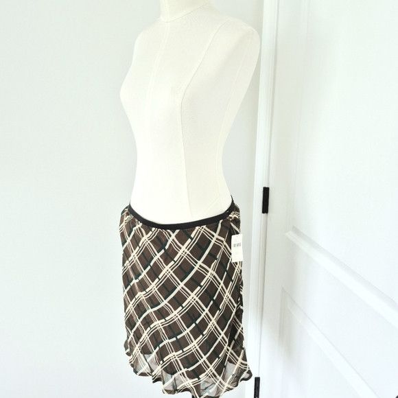 Anthropologie Plaid Chiffon Skirt Fall Gift Party School Spring Work Size 34" / US 12 / IT 48 - 4 Thumbnail