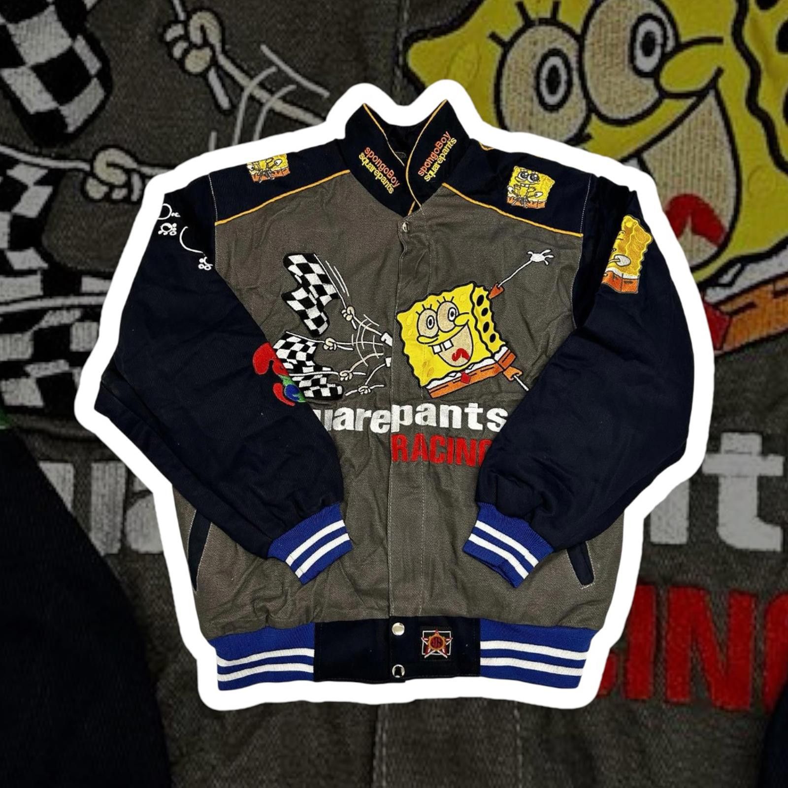 Nickelodeon Vintage SpongeBob SquarePants Racing Men's Jacket Size US L / EU 52-54 / 3 - 1 Thumbnail