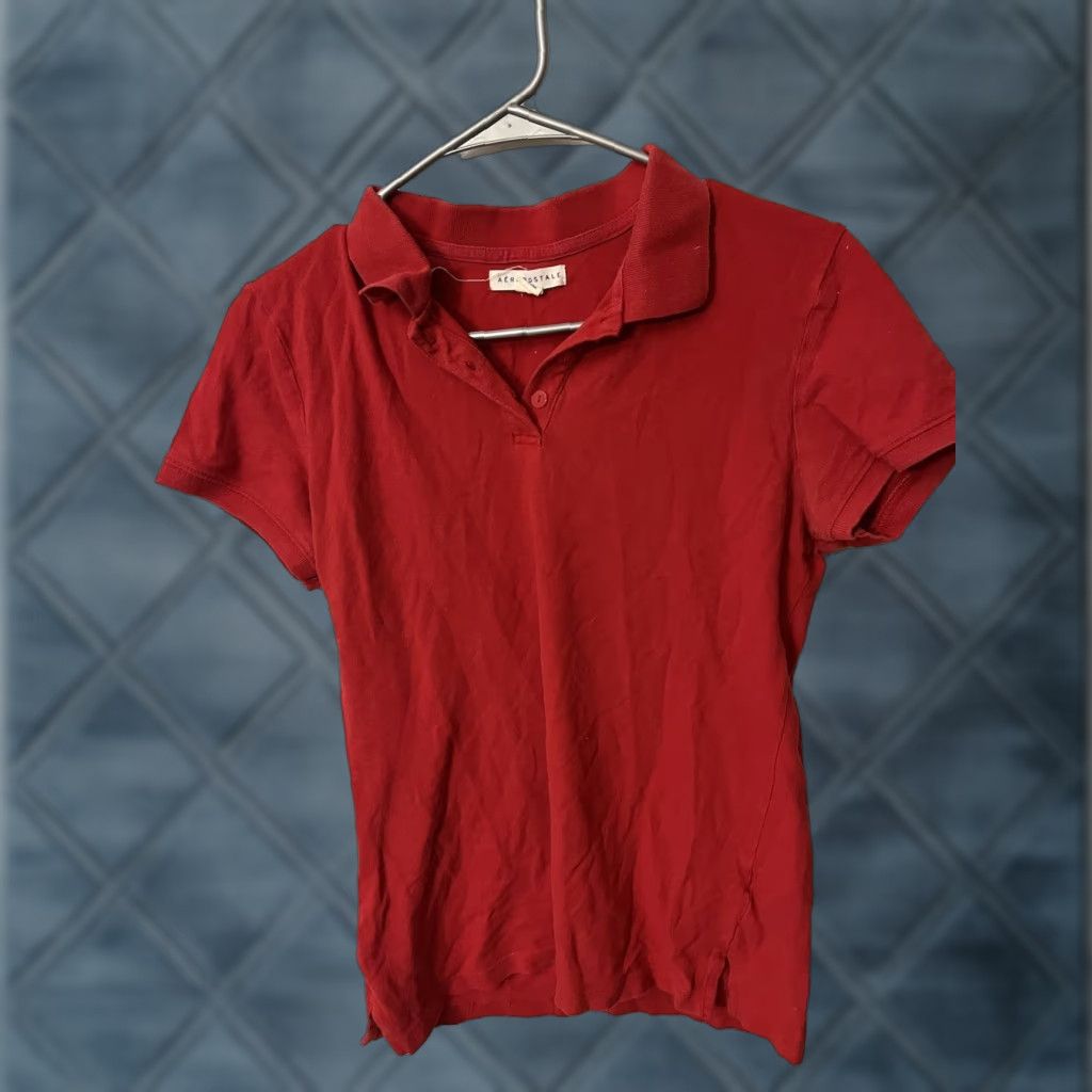 Aeropostale Aeropostale Women's Red Short Sleeve Polo Shirt - Size Large - Solid Casual Fit - Cotton - Accented Bow - Regular Fit Size L / US 10 / IT 46 - 1 Thumbnail