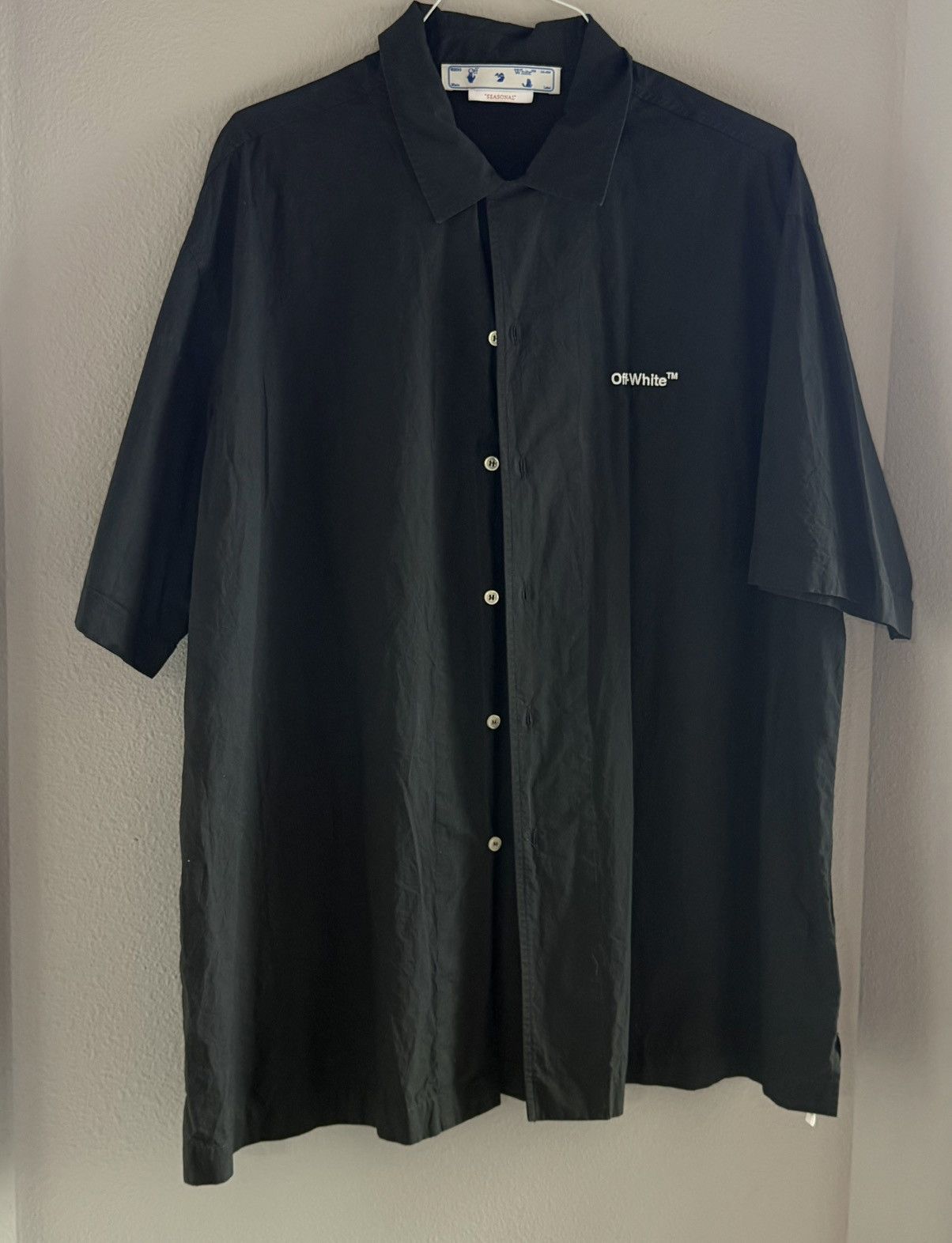 Off-White Off-White logo-embroidered black button up Size US L / EU 52-54 / 3 - 2 Thumbnail