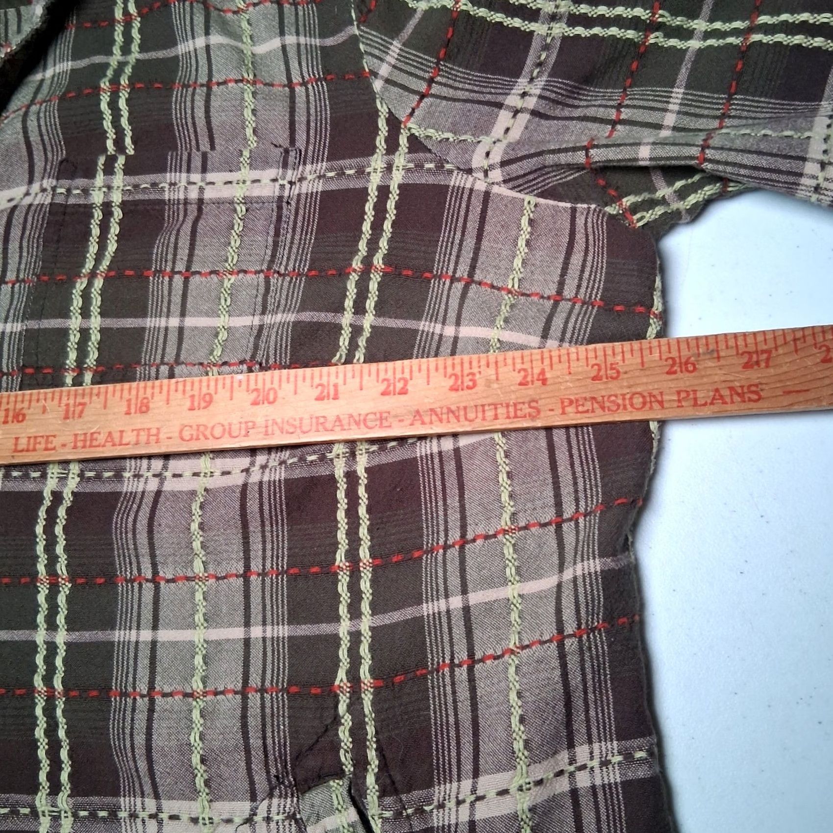 Vintage Dressbarn Blouse Women Plus Size 22/24 Green Plaid V Neck Lagenlook Popover Size 3XL / US 20-22 - 7 Thumbnail