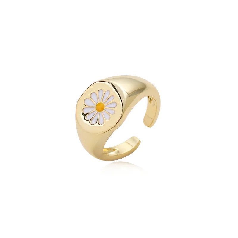 Handmade × Jewelry Daisy Flower Ring Plant Gold Fleur Modern Punk Art Golf Size ONE SIZE - 2 Thumbnail