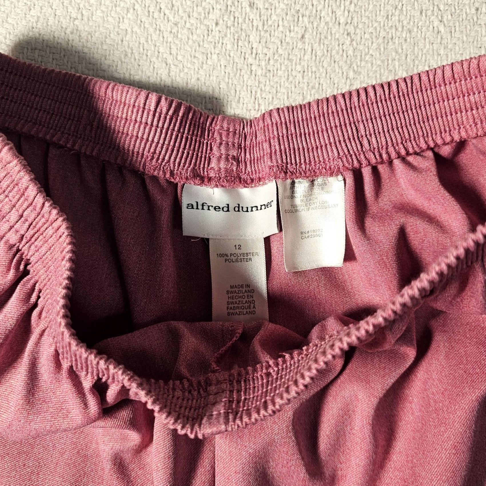 Vintage VINTAGE Alfred Dunner Women's Pants Size 12 Pink Solid Elastic Waist Pull-On Size 34" / US 12 / IT 48 - 3 Thumbnail