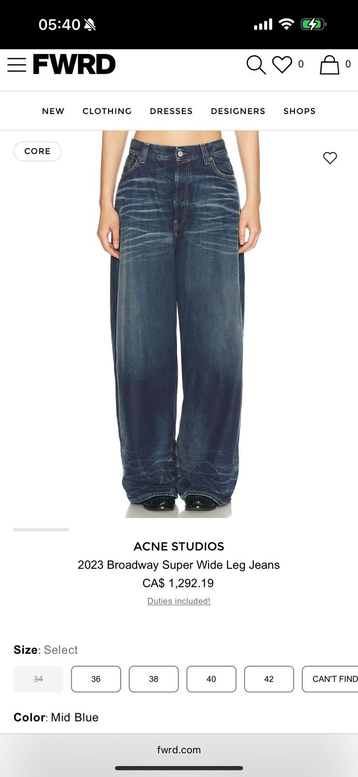 Acne Studios Acne Studios 2023M Super Baggy Broadway Jeans in Mid Size 26" / US 2 / IT 38 - 1 Thumbnail