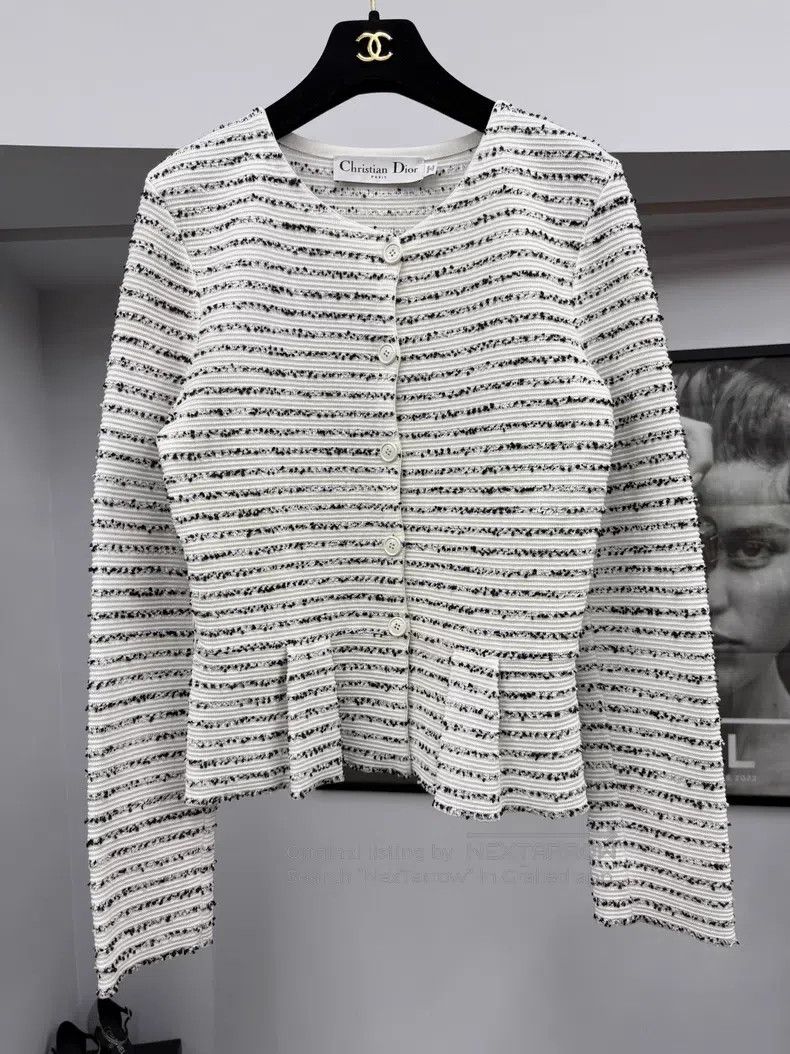Dior Dior Black and white colour-block knitted cardigan coat Size S / US 4 / IT 40 - 1 Thumbnail