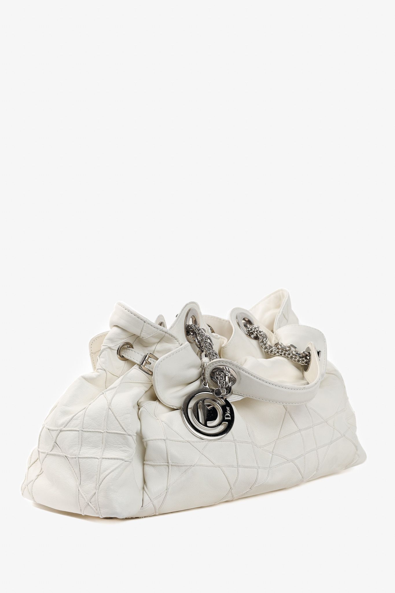 Dior Christian Dior Le Trente White Cannage Leather Ruffle Tote Size ONE SIZE - 2 Thumbnail