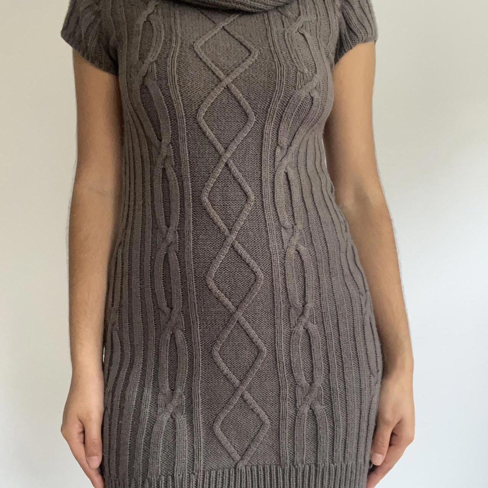 Other Grey cable knit mini dress with cowl neck and short sleeves Size S / US 4 / IT 40 - 2 Thumbnail