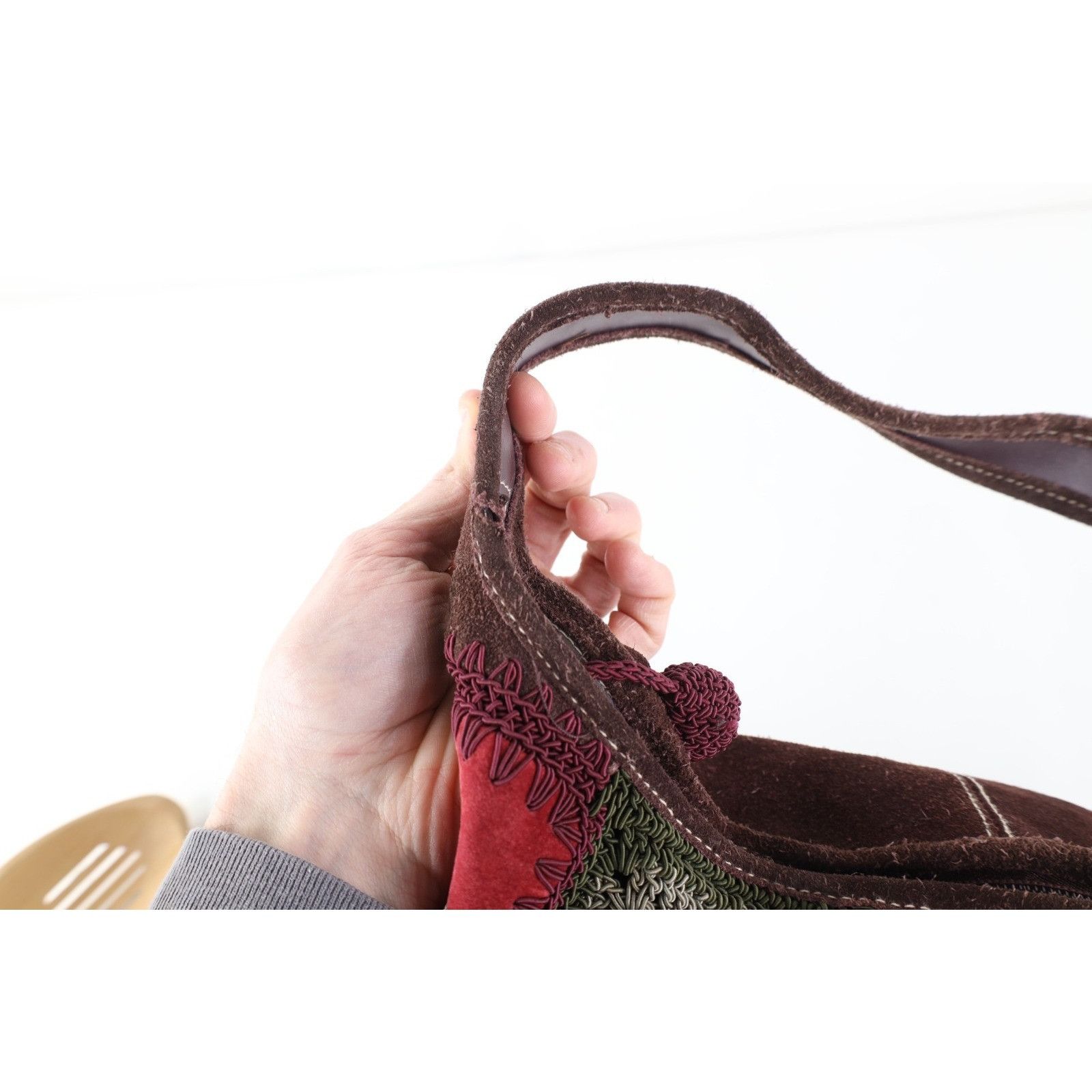 Vintage Vintage 90s Babydoll Suede Leather Patchwork Purse Bag Size ONE SIZE - 9 Thumbnail