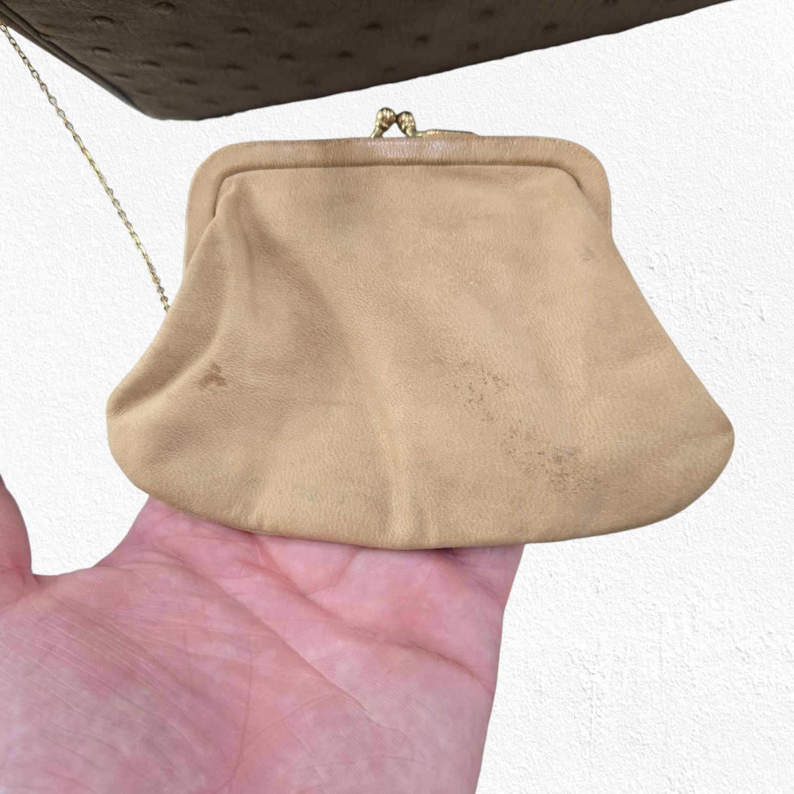 Vintage 1950s Genuine Ostrich Leather Top Handle Purse Size ONE SIZE - 15 Thumbnail