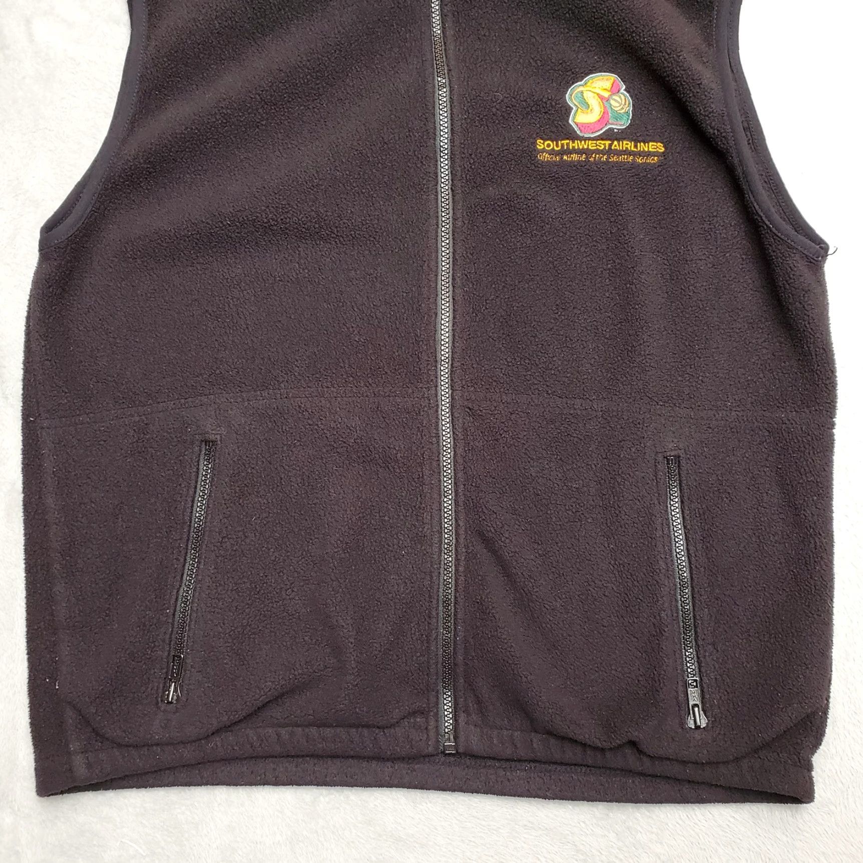 Vintage VINTAGE Seattle Sonics Vest Men M Black Fleece Polyester Full Zip Southwest Tim berl ine? Size US M / EU 48-50 / 2 - 3 Thumbnail
