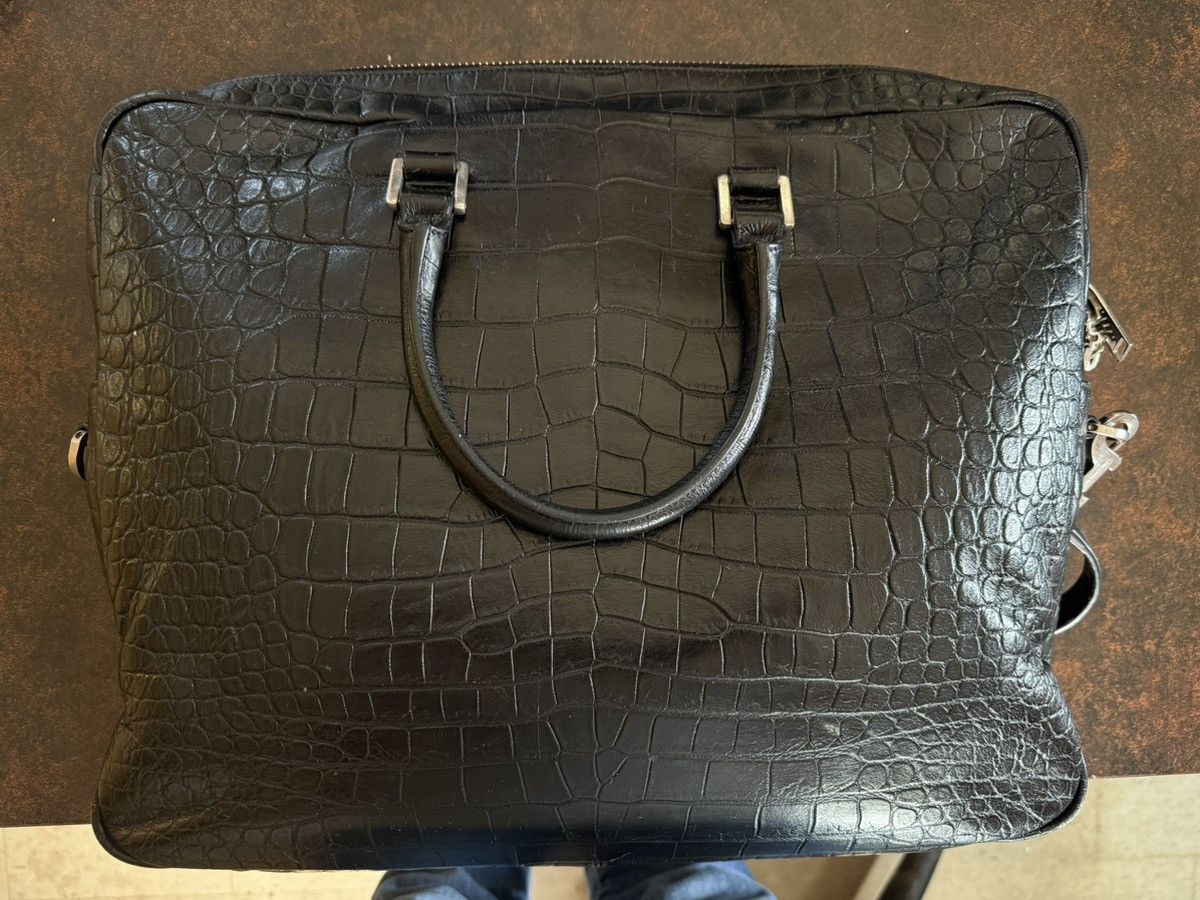 Saint Laurent Paris SLP Crocodile Embossed Sac Du Jour Large Briefcase Size ONE SIZE - 12 Thumbnail