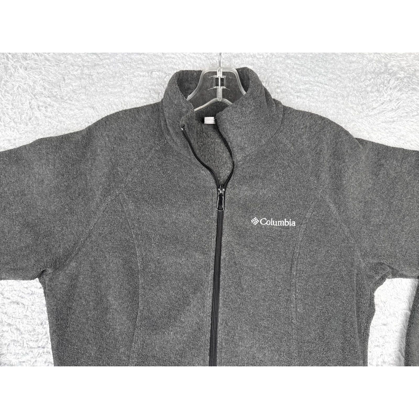 Columbia Jacket Womens Small Gray Fleece Full Zip Mock Neck Outdoors Hiking