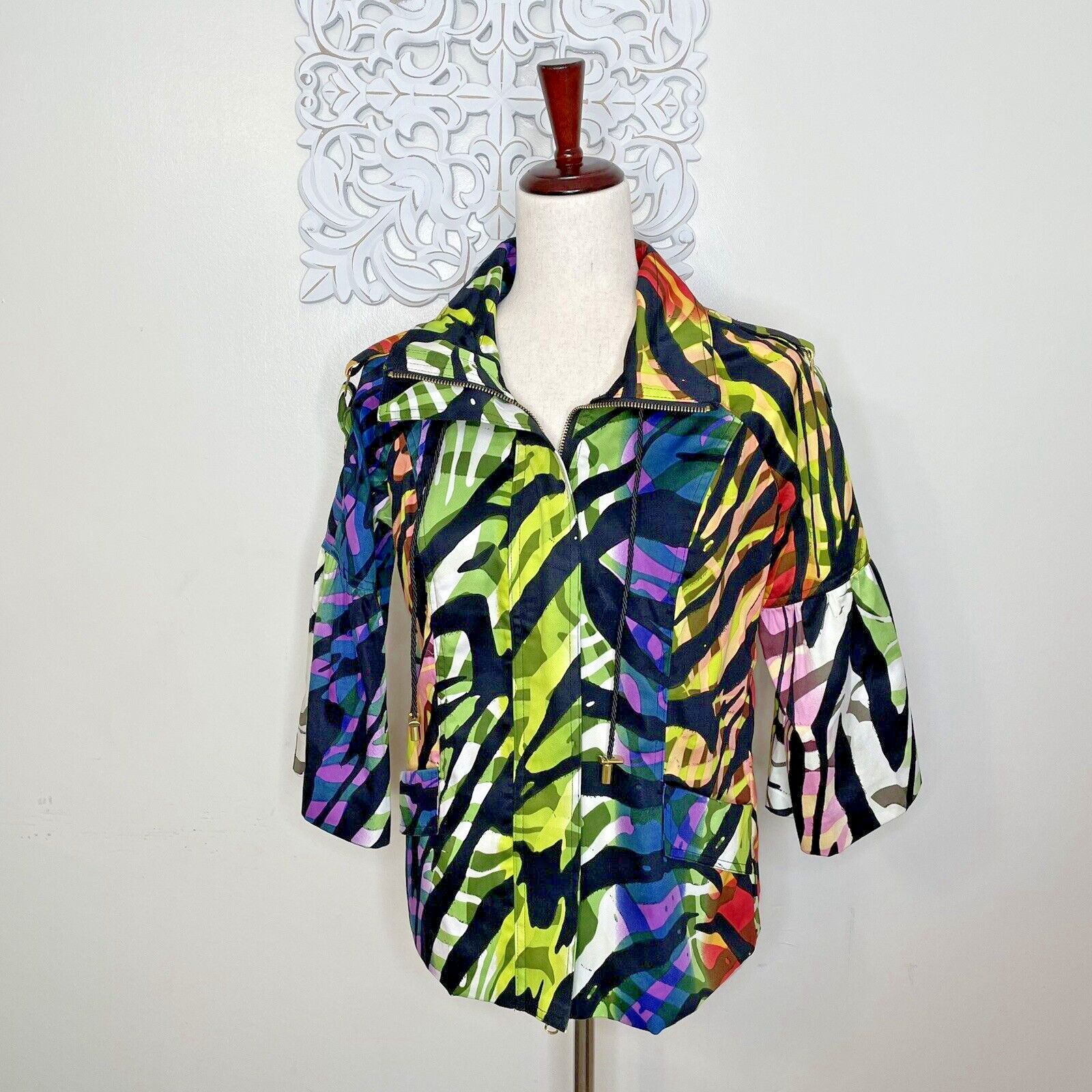 Other JUST B Women's Jacket MEDIUM Rainbow Tiger Stripe 3/4 Sleeve Size M / US 6-8 / IT 42-44 - 1 Thumbnail