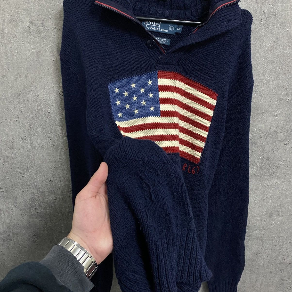 Polo Ralph Lauren Vintage Polo Ralph Lauren USA Flag 1/4 Zip Sweater Size US L / EU 52-54 / 3 - 7 Thumbnail