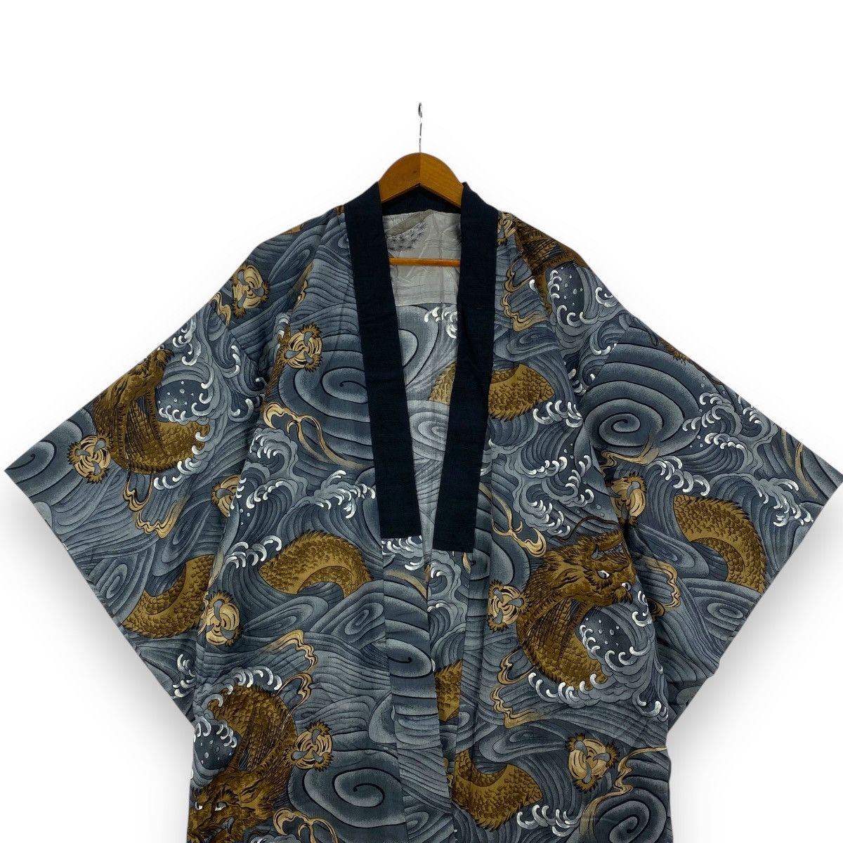 Japanese Brand Vintage 80’ KIMONO JAPAN DRAGON Temple Nature Coat Cape Size L / US 10 / IT 46 - 2 Thumbnail