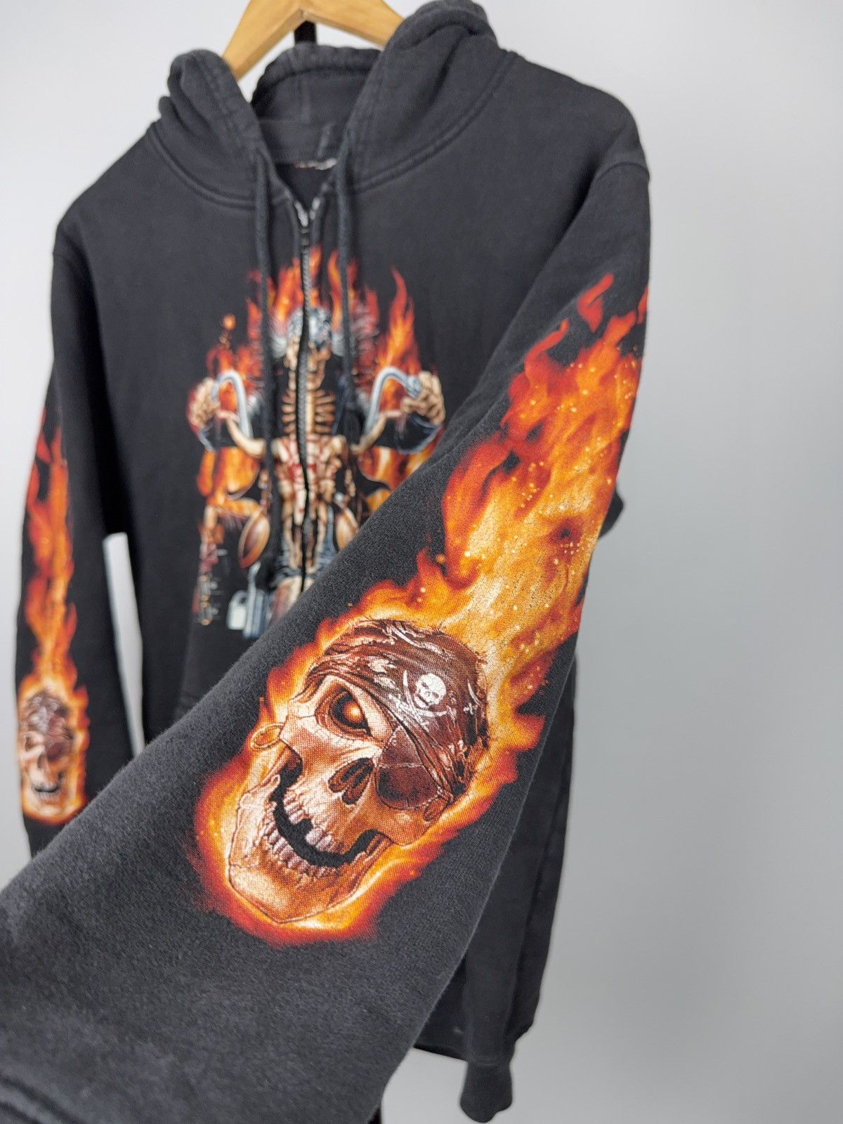 Harley Davidson Flaming Skull Biker Zip Hoodie Chopper Motorcycle Graphic Size US M / EU 48-50 / 2 - 4 Thumbnail