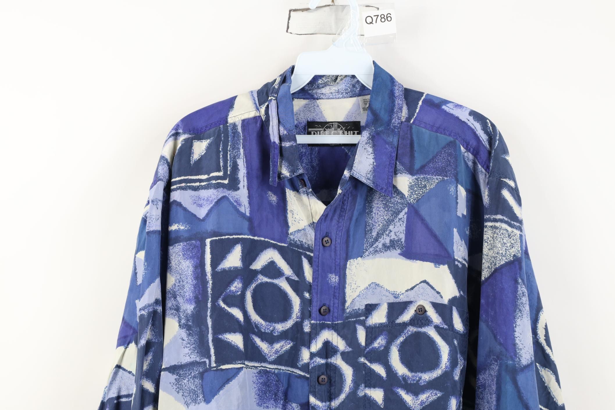 Vintage Vintage 90s Streetwear Silk Long Sleeve Collared Shirt Size US L / EU 52-54 / 3 - 2 Thumbnail