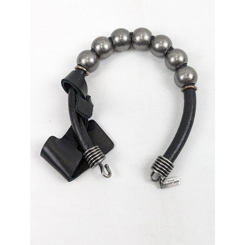 Saint Laurent Paris o1rshd1 Size: L / Beaded Cord Bracelet in Leather & Metal Size ONE SIZE - 7 Thumbnail