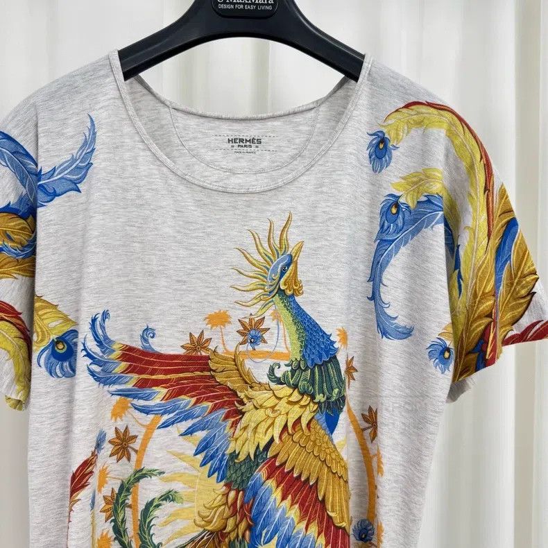 Hermes Hermes Grey Phoenix Print Short Sleeve Size XS / US 0-2 / IT 36-38 - 3 Thumbnail