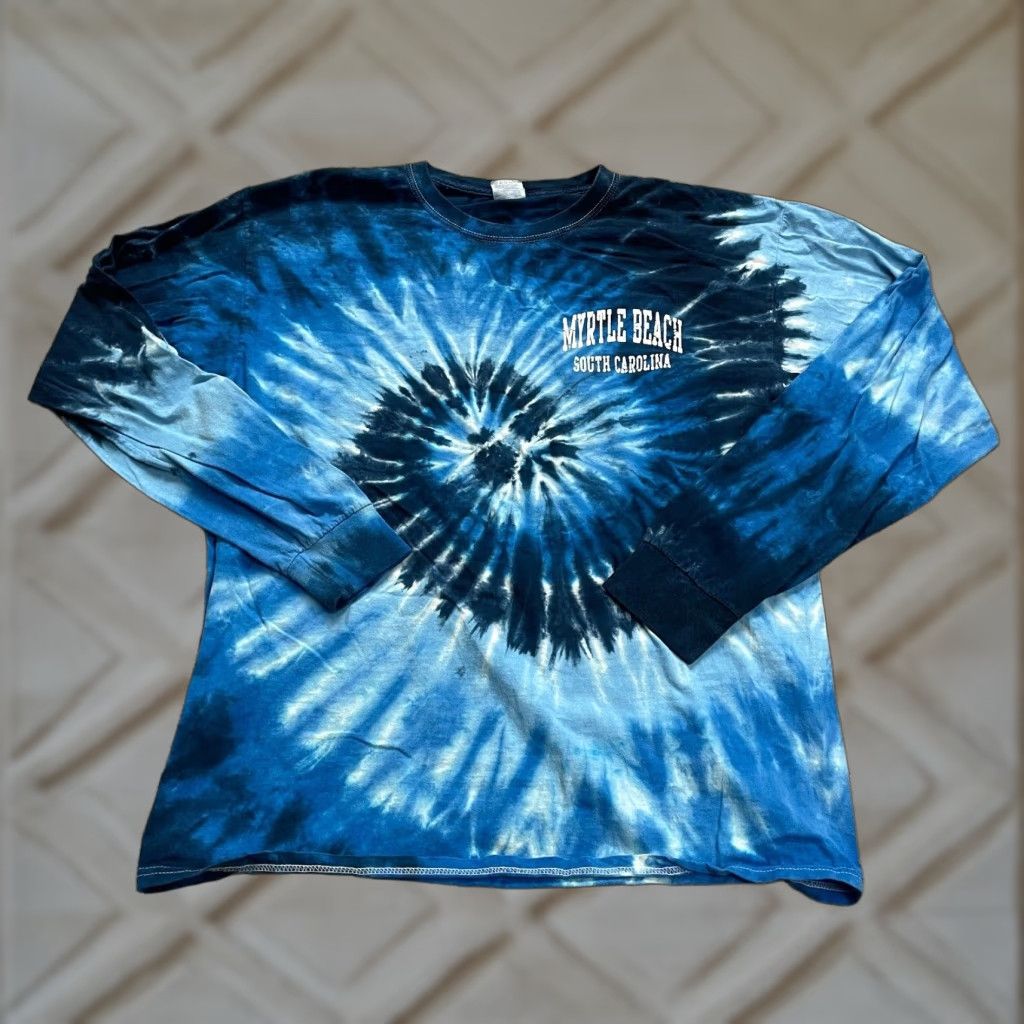 Fruit Of The Loom Fruit Of the Loom Tie Dye Tee Unisex Large Blue Long Sleeve T-Shirt Beach Casual Shirt Mens Size US L / EU 52-54 / 3 - 1 Thumbnail