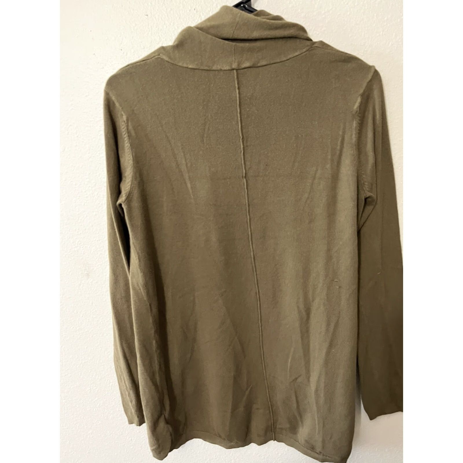 Express Express Olive Green Long Sleeve Cardigan Women’s Sweater Size M Open Front Ruching Size M / US 6-8 / IT 42-44 - 4 Thumbnail