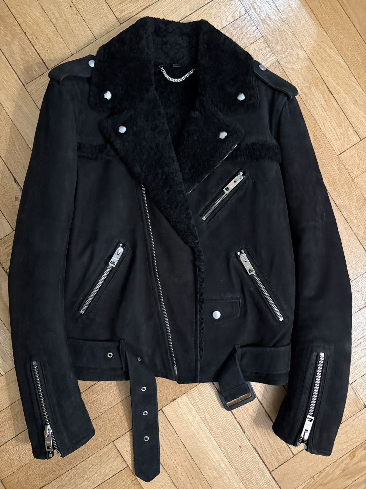 Burberry Prorsum Burberry Prorsum Shearling Biker Size US M / EU 48-50 / 2 - 2 Thumbnail