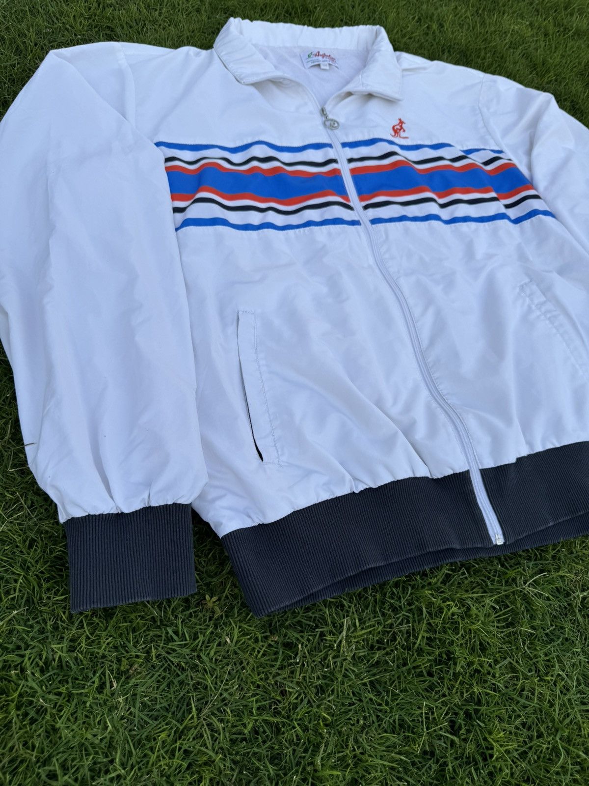 Vintage Australian Print Stripes men's tennis jacket Size US XL / EU 56 / 4 - 4 Thumbnail
