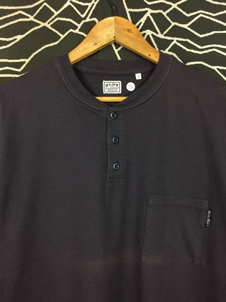 HOLLYWOOD RANCH MARKET Vtg Blue Blue Hollywood Ranch Market Henley Tee Size US L / EU 52-54 / 3 - 3 Thumbnail