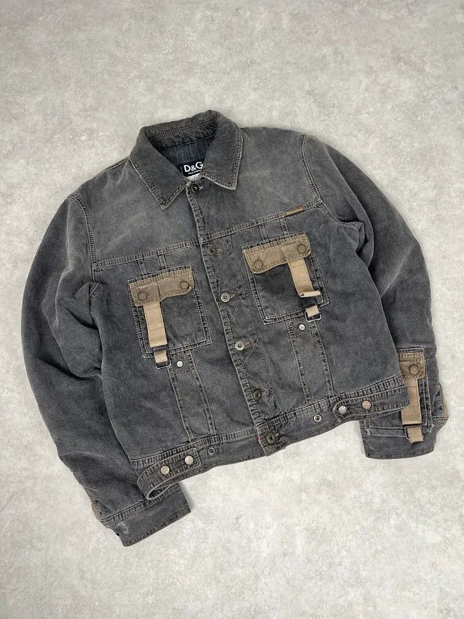 Dolce & Gabbana AW2004 Dolce & Gabbana Grey Denim Pocket Straps Jacket Size US M / EU 48-50 / 2 - 5 Thumbnail
