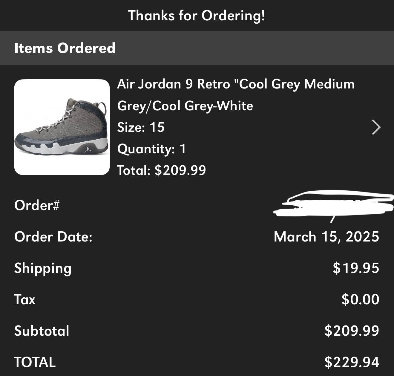 Jordan Brand Cool Grey 9 Size 15 PREORDER Size US 15 / EU 48 - 1 Thumbnail