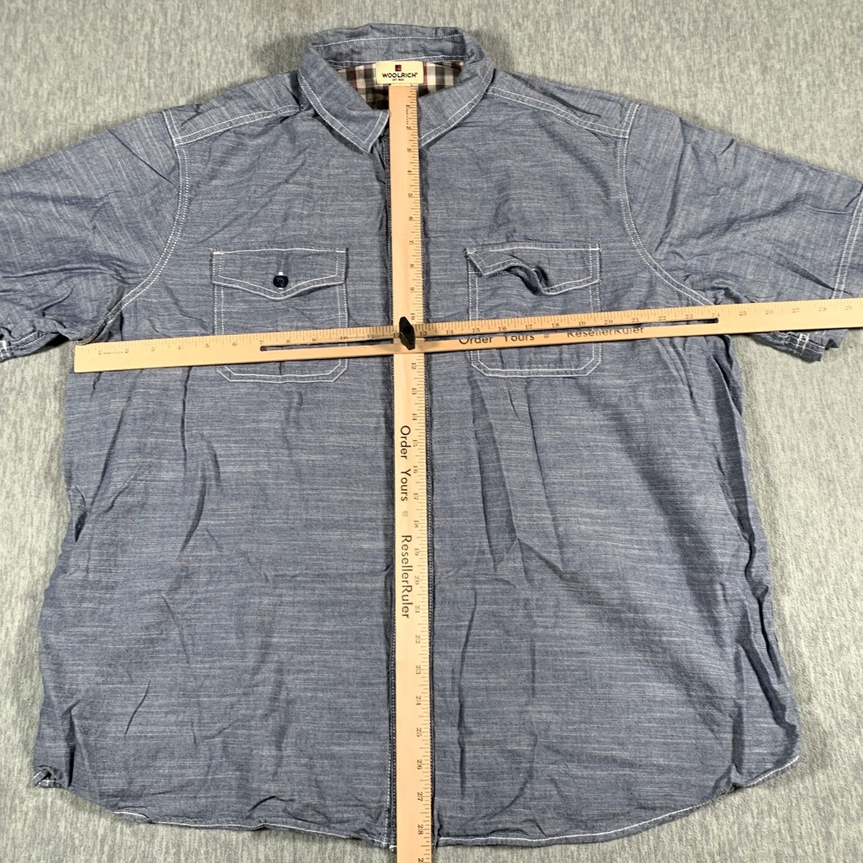 Vintage Woolrich Shirt Mens XXL Blue Chambray Short Sleeve Button Front Cotton Casual Size US XXL / EU 58 / 5 - 6 Thumbnail