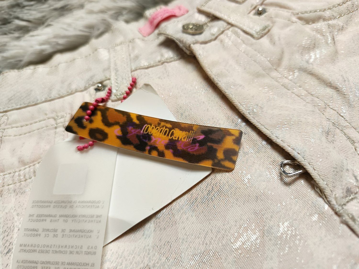 Roberto Cavalli Roberto Cavalli Angels Giraffe Print Metallic Shimmer Size 27" / US 4 / IT 40 - 9 Thumbnail