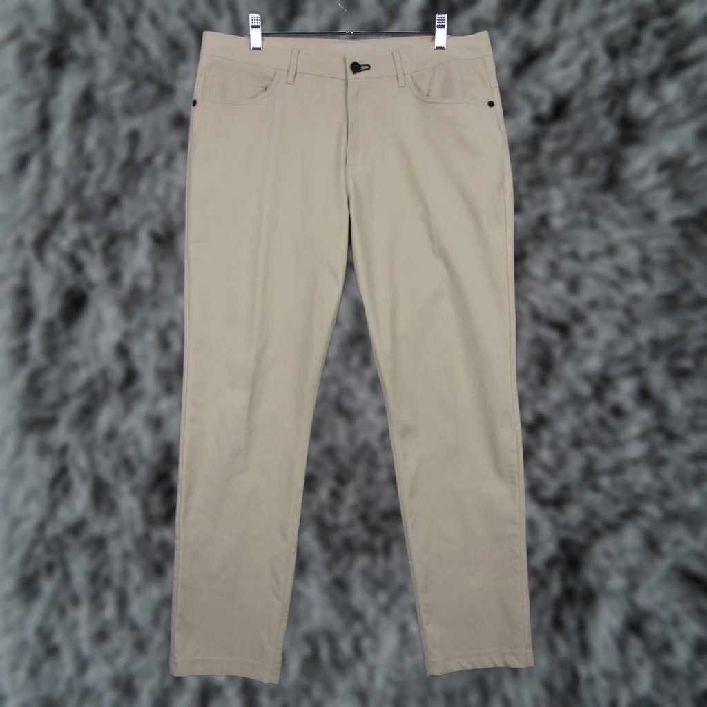Vintage Public Rec Pants Mens 33x30 Beige Slim Tapered 5-Pocket Khaki Chino Slim Fit Casual Tapered Leg Mens Size US 33 - 1 Thumbnail