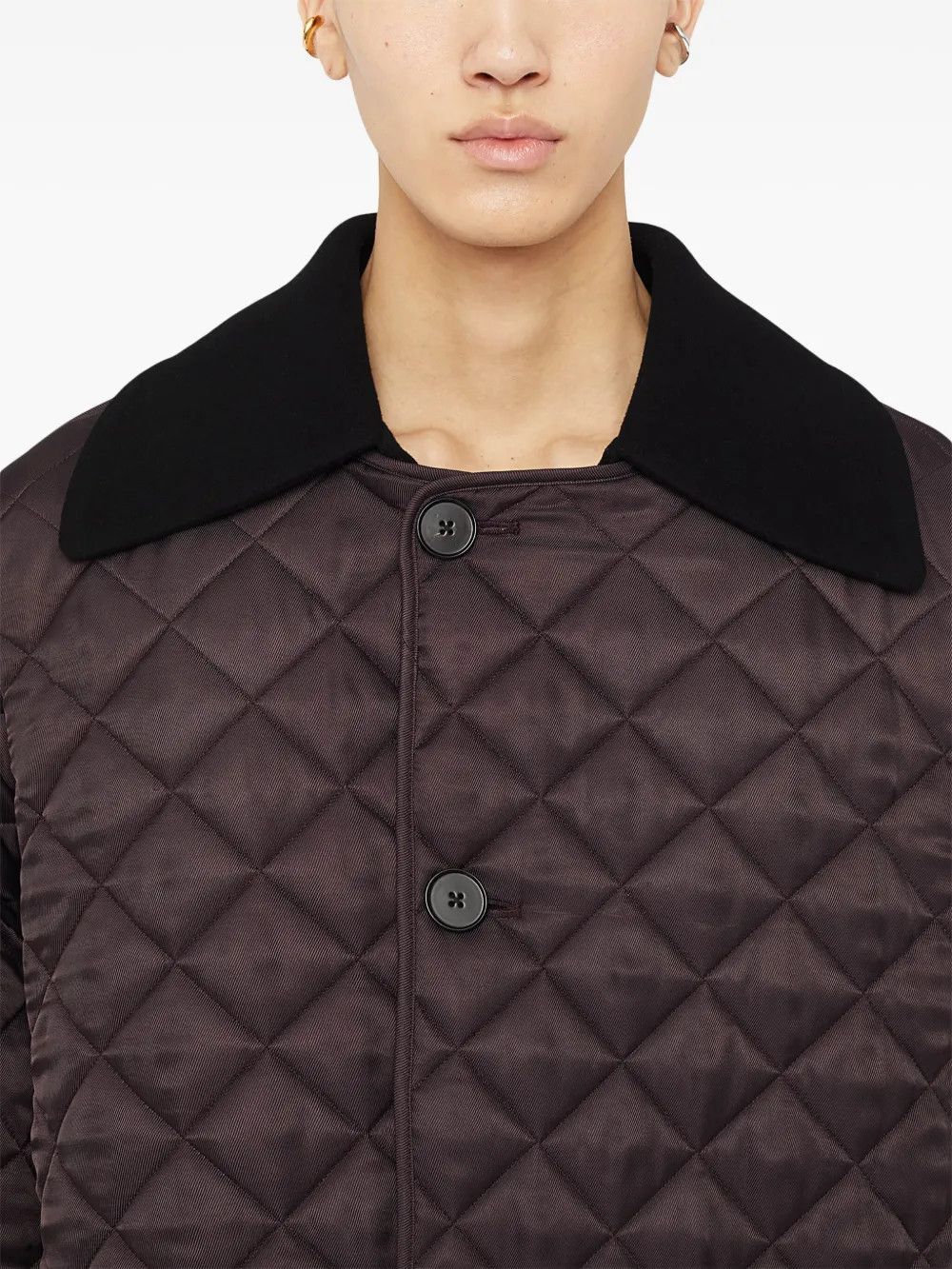 Jil Sander o1mt1gz0426 Quilted Maxi Jacket in Brown/Black Size US S / EU 44-46 / 1 - 5 Thumbnail