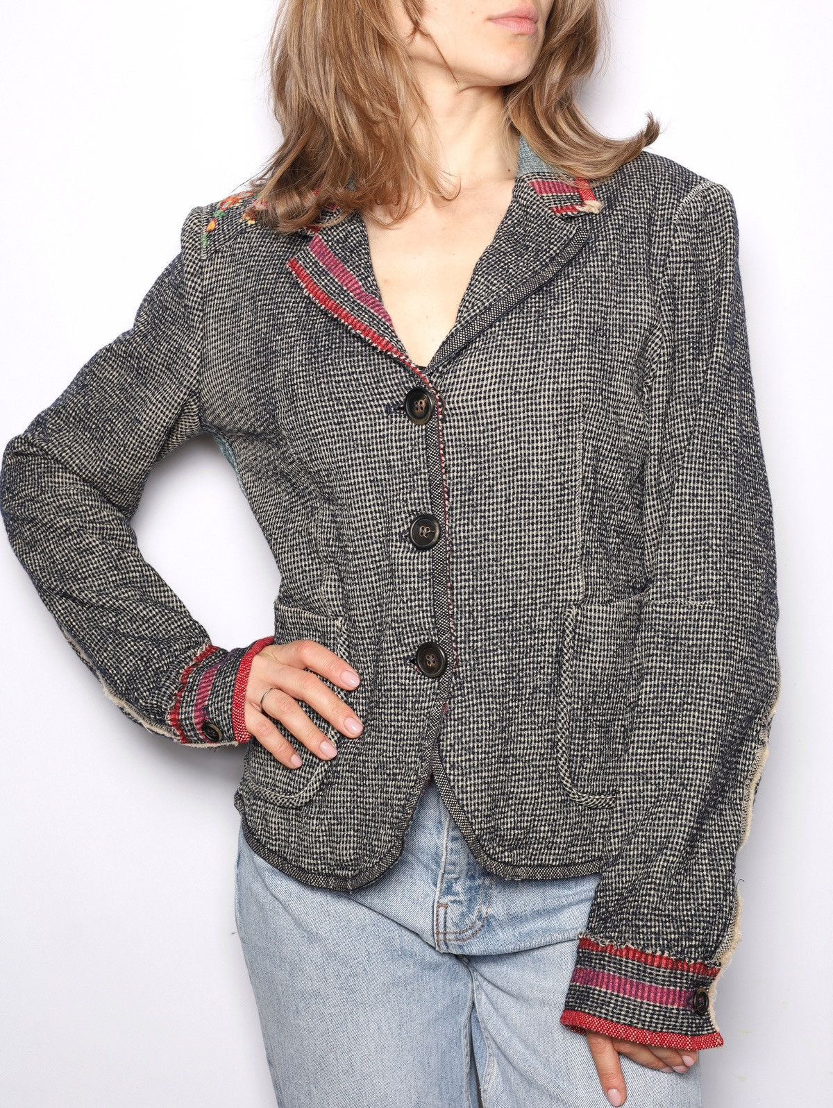Marithe + Francois Girbaud Marithe Francois Girbaud Wool Cotton Printed Blazer Jacket Size M / US 6-8 / IT 42-44 - 2 Thumbnail