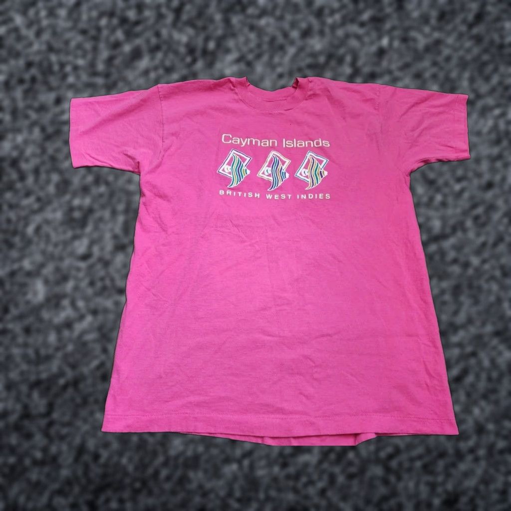 Fruit Of The Loom VINTAGE 80s Fruit of the Loom T Shirt Adult XL Pink Graphic Print Ocean Theme Mens Size US XL / EU 56 / 4 - 1 Thumbnail