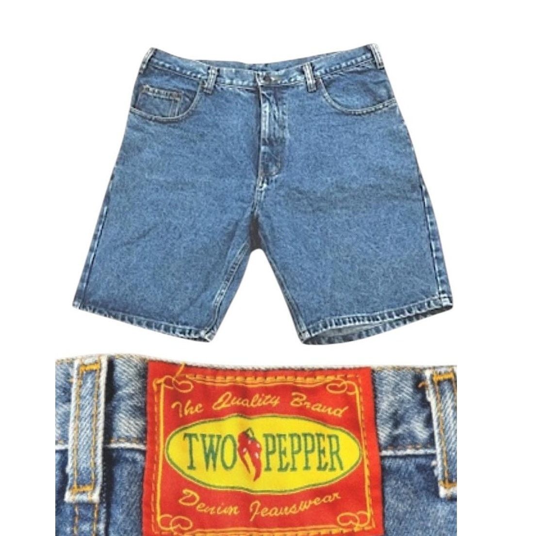 Other VINTAGE Two Pepper Denim Jean Shorts High Rise Sz 32 Cotton Size 32" / US 10 / IT 46 - 1 Thumbnail