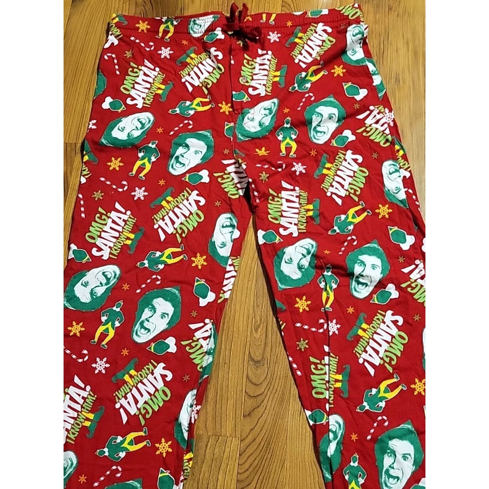 Vintage Will Ferrell Elf Pajama Pants XL Red Cotton Men's 36"-38" Waist 32" Inseam Size US 36 / EU 52 - 2 Thumbnail