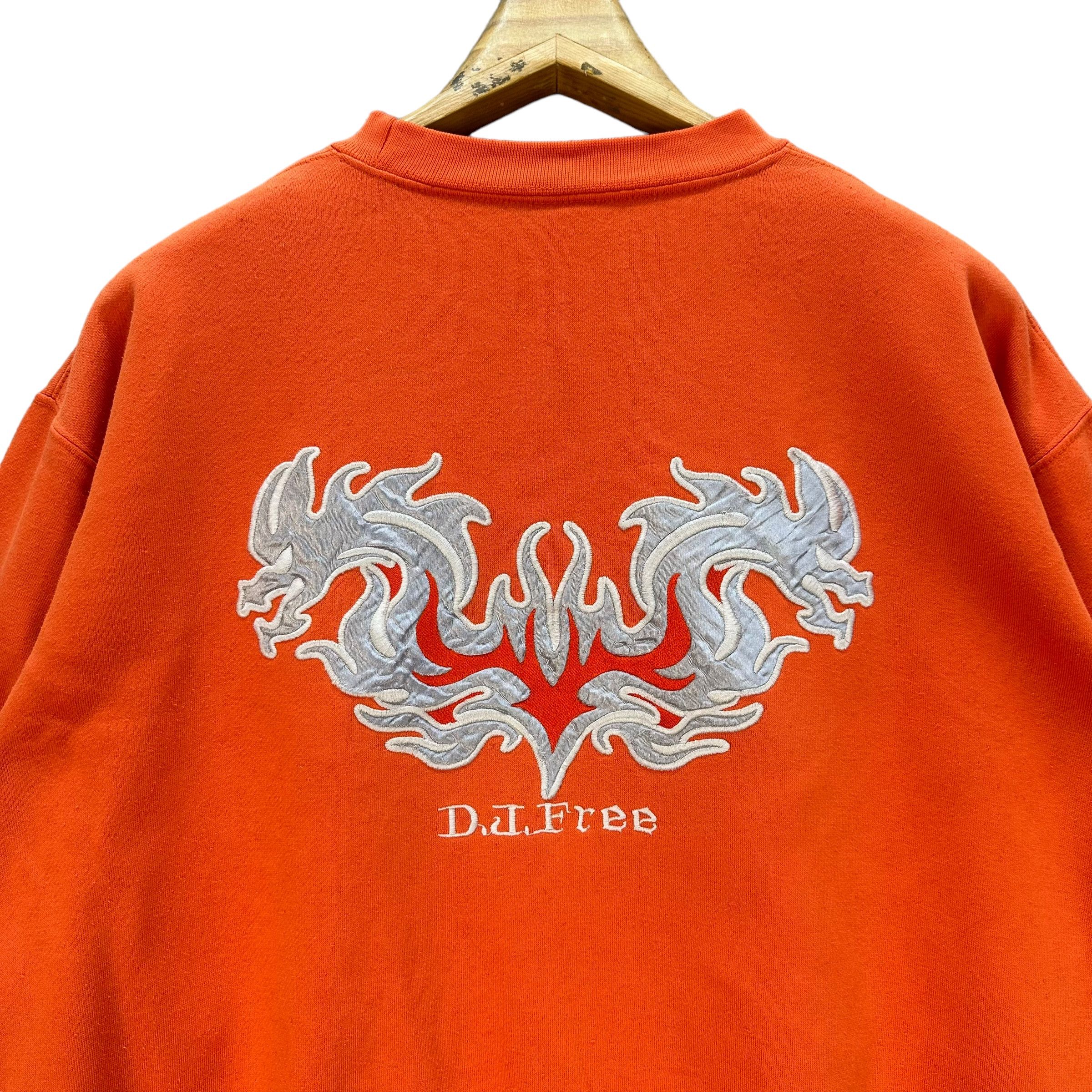 Japanese Brand DJ FREE EMBROIDERY BIG LOGO ORANGE SWEATSHIRT #8700-021 Size US L / EU 52-54 / 3 - 2 Thumbnail
